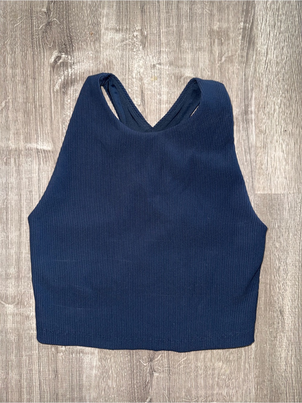Beyond Yoga Navy Ribbed Racerback Sports Bra